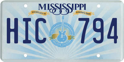 MS license plate HIC794