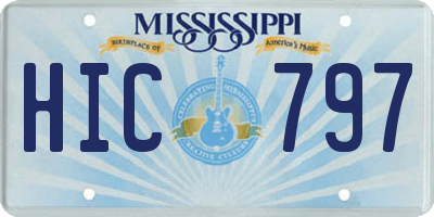 MS license plate HIC797