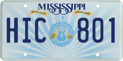 MS license plate HIC801