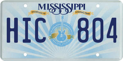 MS license plate HIC804