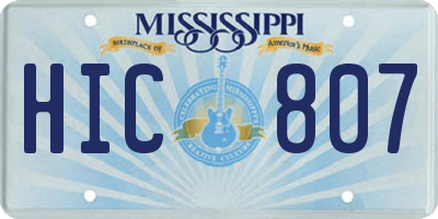 MS license plate HIC807