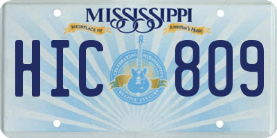 MS license plate HIC809