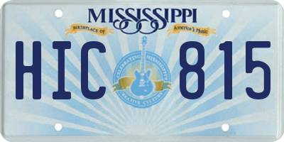 MS license plate HIC815