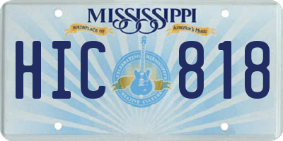 MS license plate HIC818