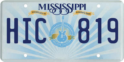 MS license plate HIC819