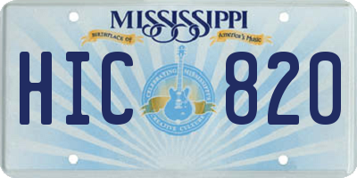MS license plate HIC820
