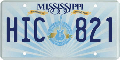 MS license plate HIC821