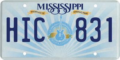 MS license plate HIC831