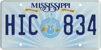 MS license plate HIC834