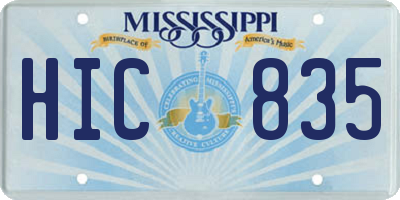 MS license plate HIC835