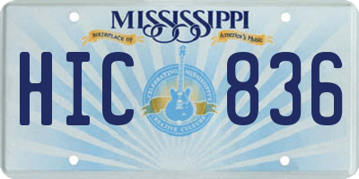 MS license plate HIC836