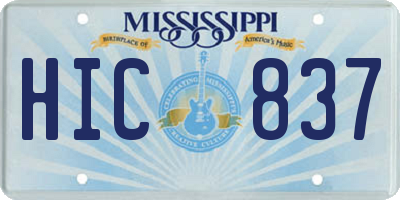 MS license plate HIC837