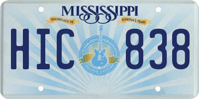 MS license plate HIC838