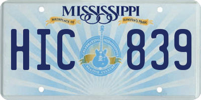 MS license plate HIC839