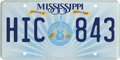 MS license plate HIC843