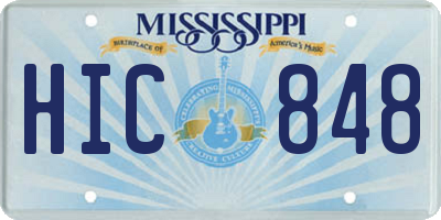 MS license plate HIC848