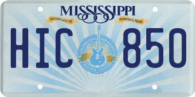 MS license plate HIC850