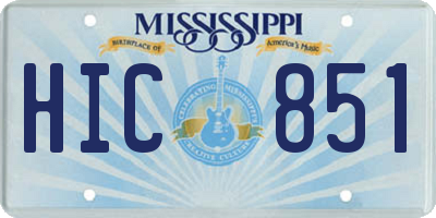 MS license plate HIC851