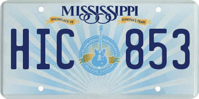 MS license plate HIC853