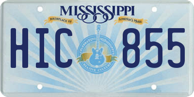 MS license plate HIC855