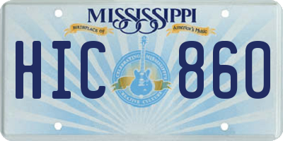 MS license plate HIC860