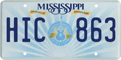 MS license plate HIC863