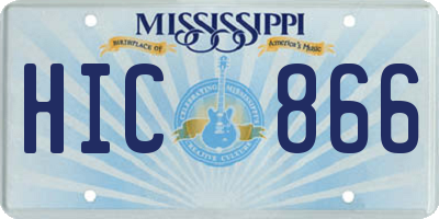 MS license plate HIC866
