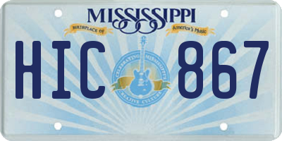 MS license plate HIC867