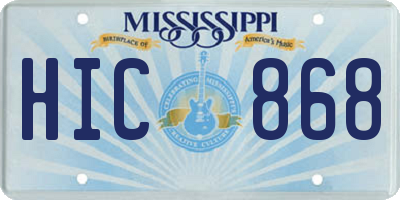 MS license plate HIC868