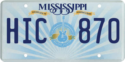 MS license plate HIC870