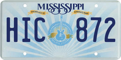 MS license plate HIC872