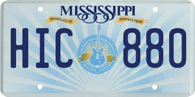 MS license plate HIC880