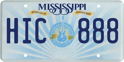 MS license plate HIC888