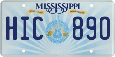 MS license plate HIC890
