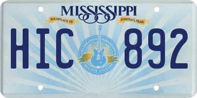 MS license plate HIC892