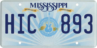 MS license plate HIC893