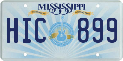 MS license plate HIC899
