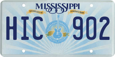 MS license plate HIC902