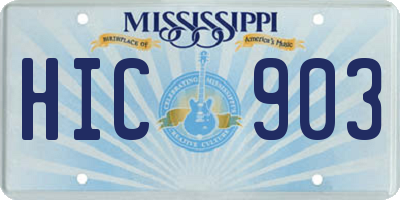 MS license plate HIC903