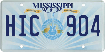 MS license plate HIC904