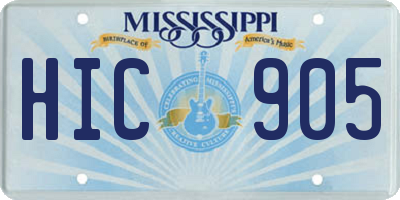 MS license plate HIC905