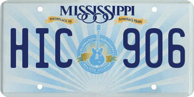 MS license plate HIC906