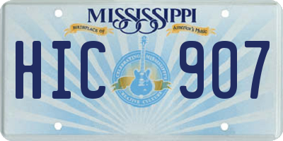 MS license plate HIC907