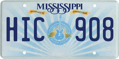 MS license plate HIC908