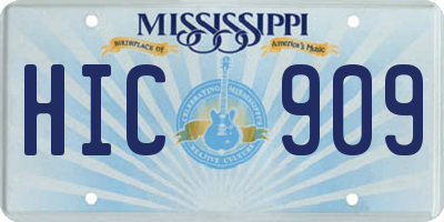 MS license plate HIC909