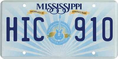 MS license plate HIC910