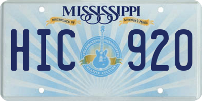 MS license plate HIC920