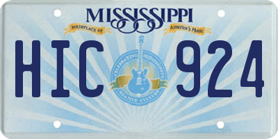 MS license plate HIC924