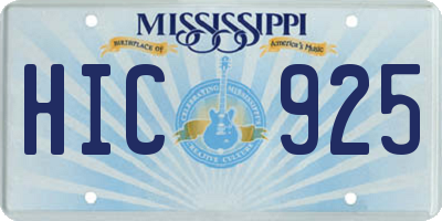 MS license plate HIC925