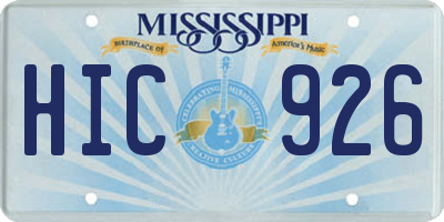MS license plate HIC926